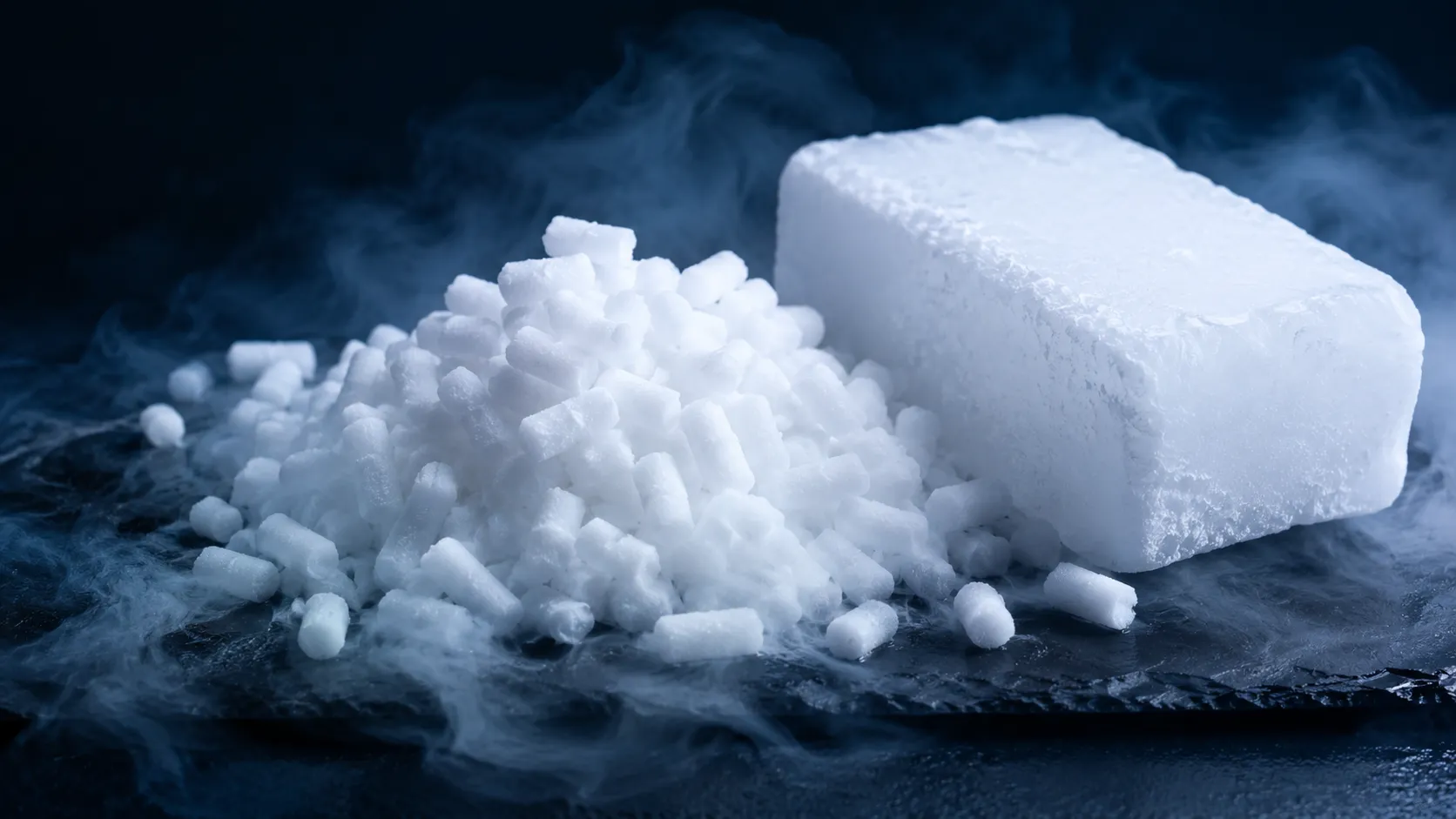 food-grade dry ice pellets and blocks ready for delivery